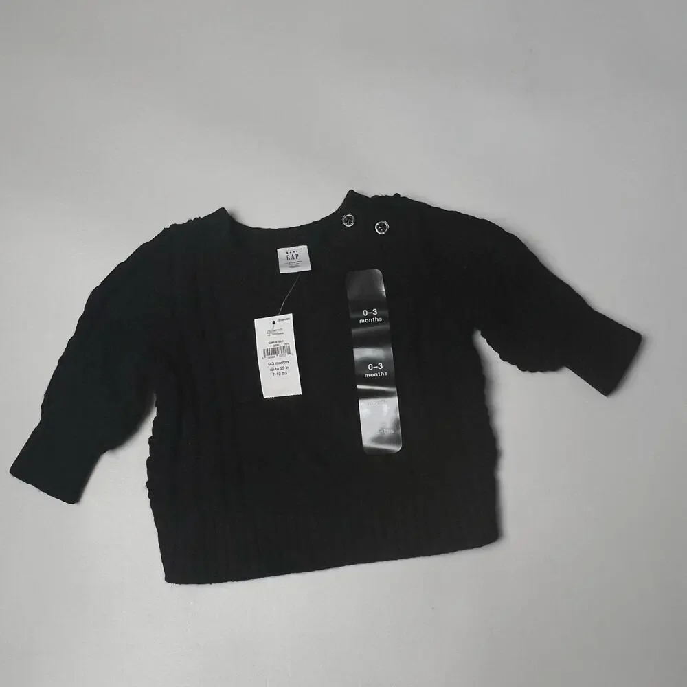 Baby Gap  Black Knitted Long Sleeve Sweater Sz 0-3M